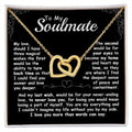 CardWelry To my Soulmate, Should I have three magical Wishes Interlocking Heart Necklace Gift for her Jewelry 18K Yellow Gold Finish Standard Box