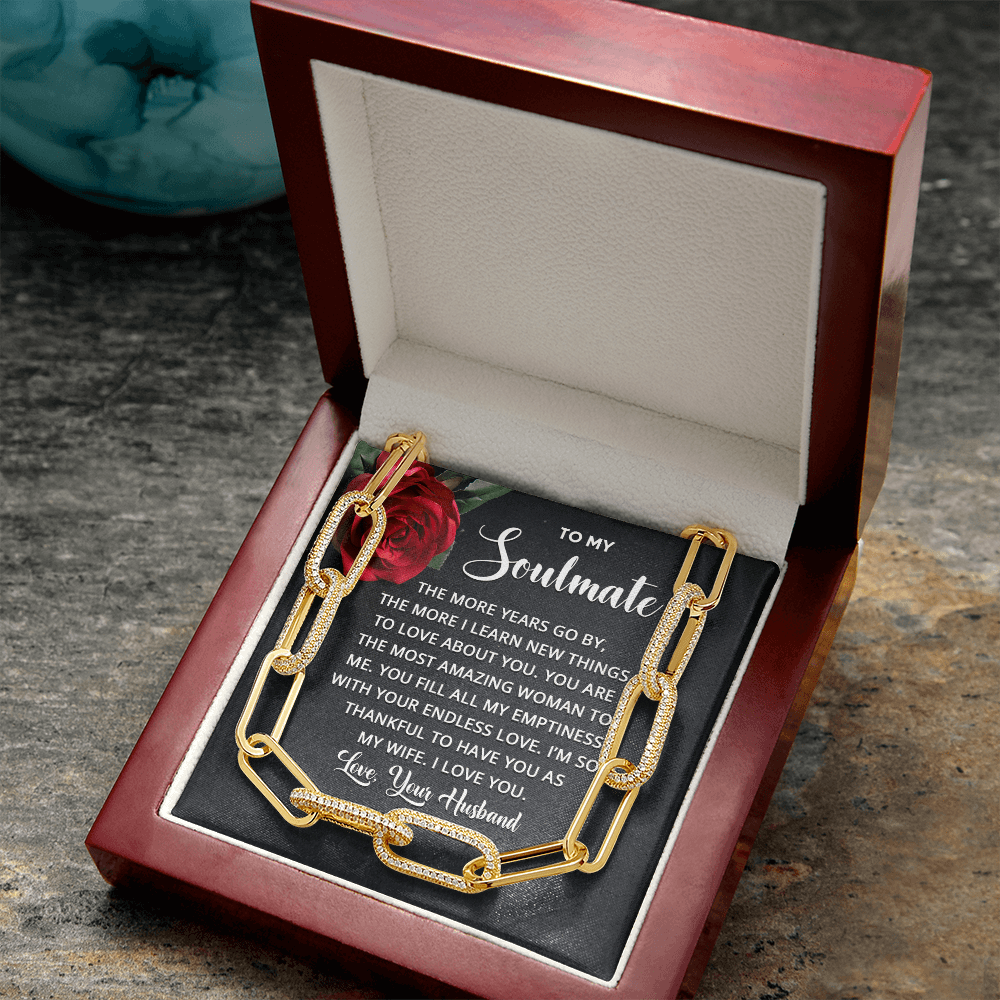 CardWelry To My Soulmate, You fill All My Emptiness With Your Endless Love. Love, Your Husband Forever Linked Necklace Jewelry