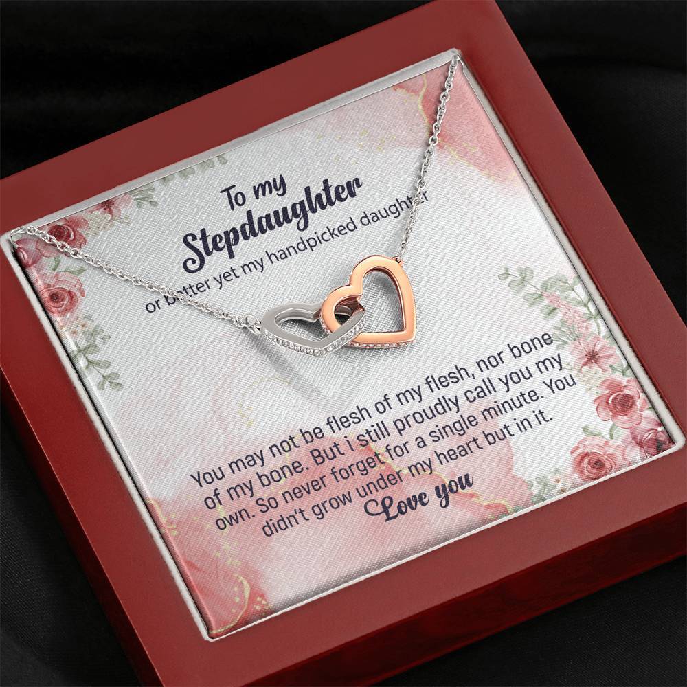 CardWelry To My Stepdaughter or better yet my handpicked daughter Necklace from Gift from Mom, from Dad Jewelry Mahogany Style Luxury Box
