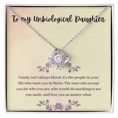 CARDWELRYJewelryTo My Unbiological Daughter, Family isn't Always Blood, - Love Knot CardWelry Necklace Gift