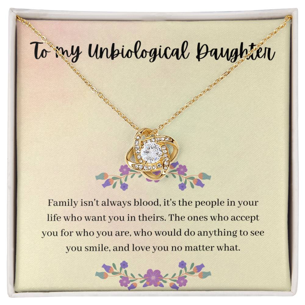 CARDWELRYJewelryTo My Unbiological Daughter, Family isn't Always Blood, - Love Knot CardWelry Necklace Gift