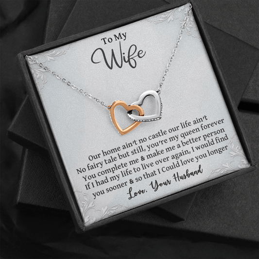 CardWelry To My Wife Double Heart Necklace, Anniversary Gift, Wife Birthday Gift for Her Jewelry