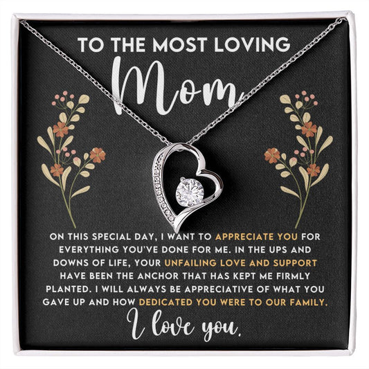 CARDWELRYJewelryTo The Most Loving Mom, White Gold Forever Love CardWelry Necklace