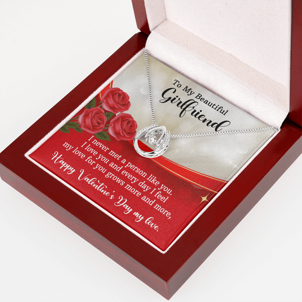 CardWelry Valentine Gift To My Girlfriend, I never met a person like you. Valentine's Day Card Necklace Gift for Her Jewelry