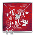 CardWelry Valentines Gifts for Girlfriend, I Have Found The One Whom My soul Adore Valentine Card and Gorgeous Earing and Necklace Set Jewelry