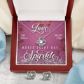 CardWelry Valentines Gifts To Fiancé, Love Make Everyday Sparkle, Gorgeous Earing and Necklace Gift Set for Fiancé Jewelry