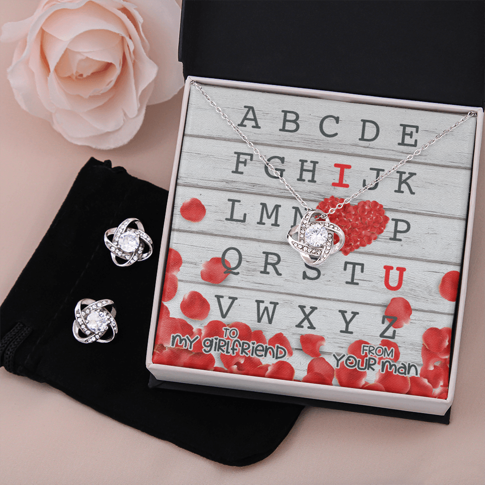 CardWelry Valentines Gifts To Girlfriend I Love You Card with Gorgeous Earing and Necklace Gift Set for Girlfriend Jewelry Standard Box