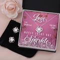 CardWelry Valentines Gifts To Girlfriend, Love Make Everyday Sparkle, Gorgeous Earing and Necklace Gift Set for Girlfriend Jewelry Standard Box