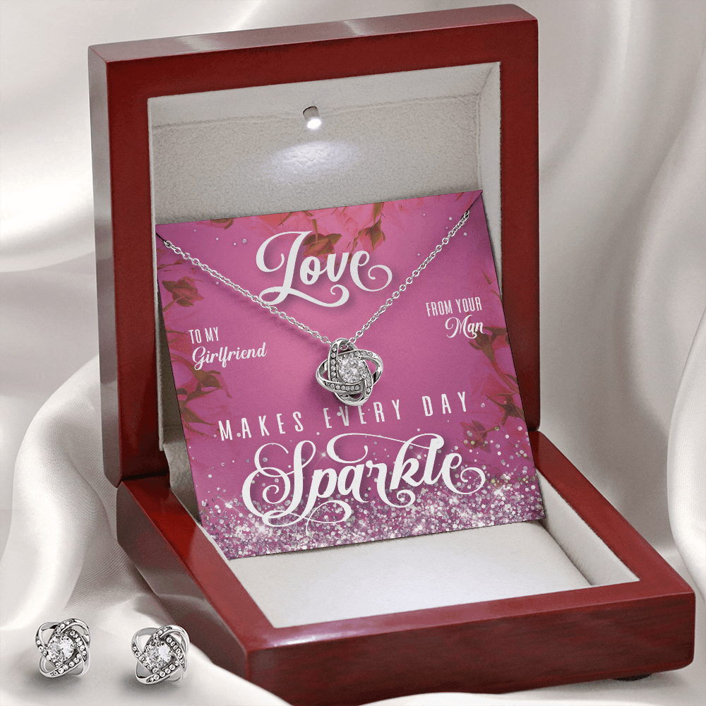 CardWelry Valentines Gifts To Girlfriend, Love Make Everyday Sparkle, Gorgeous Earing and Necklace Gift Set for Girlfriend Jewelry