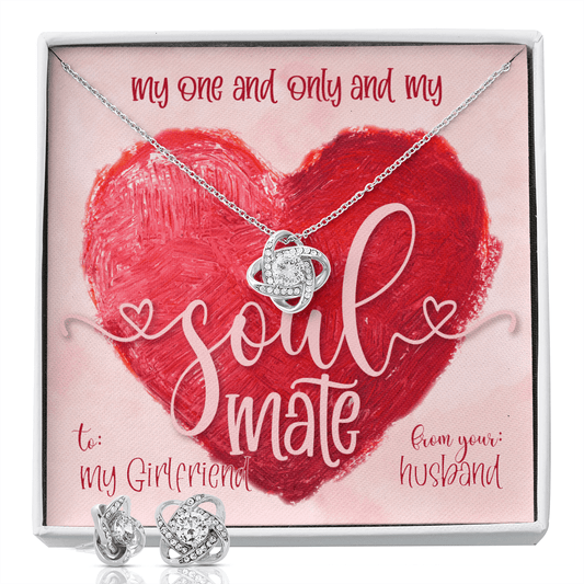 CardWelry Valentines Gifts To Girlfriend, My One and Only Soulmate, Gorgeous Earing and Necklace Gift Set for Girlfriend Jewelry