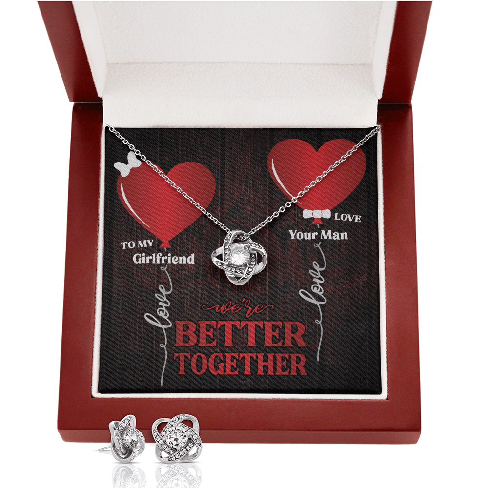 CardWelry Valentines Gifts To Girlfriend, We're Better Together Gorgeous Earing and Necklace Set Jewelry