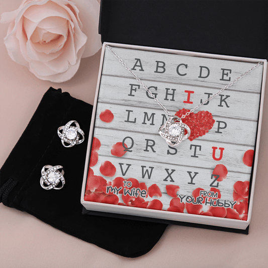 CardWelry Valentines Gifts To Wife I Love You Card with Gorgeous Earing and Necklace Gift Set for Wife Jewelry Standard Box