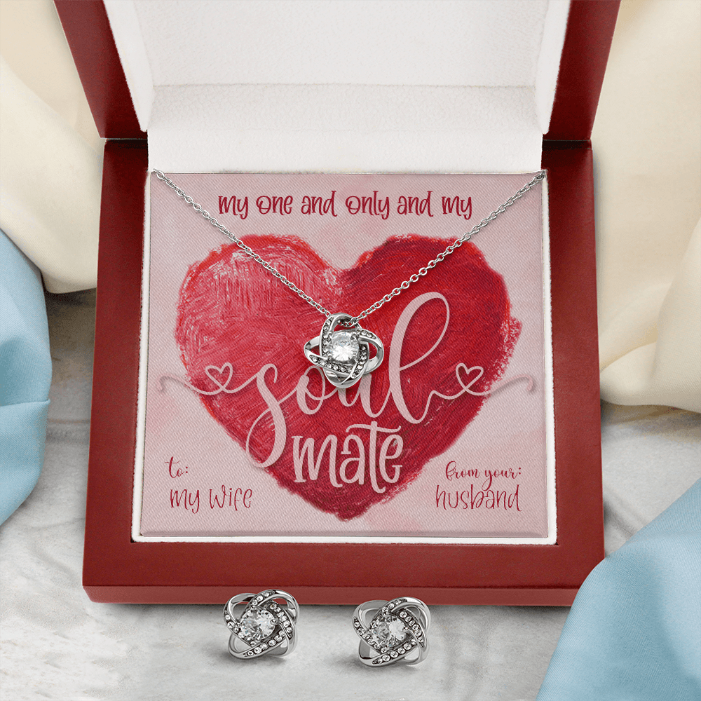 CardWelry Valentines Gifts To Wife, My One and Only Soulmate, Gorgeous Earing and Necklace Gift Set for Wife Jewelry