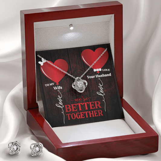 CardWelry Valentines Gifts To Wife, We're Better Together Card and Gorgeous Earing and Necklace Set Jewelry